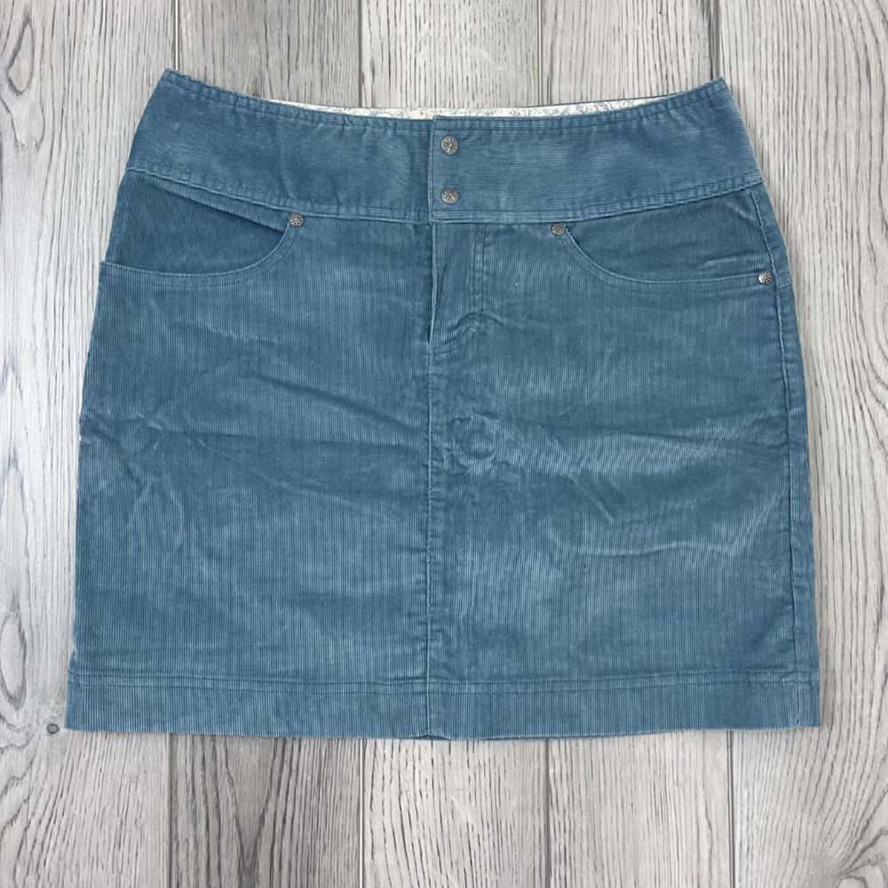 Athleta Size 6 Vintage Ridge Corduroy Blue Cotton Athleisure Mini A Line Skirt